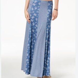 American Rag Blue Flowered Maxi Flared Skirt, Medium